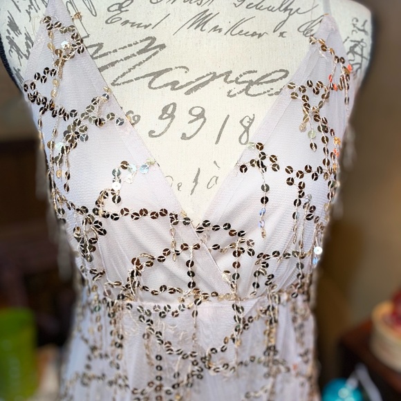 NWOT Nude colored sequins covers dress. Beautiful. The sequins dangle throughout - Picture 3 of 10